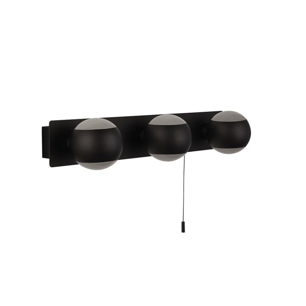 Searchlight Falstaff 3 Light Wall Light - Black & Opal Glass