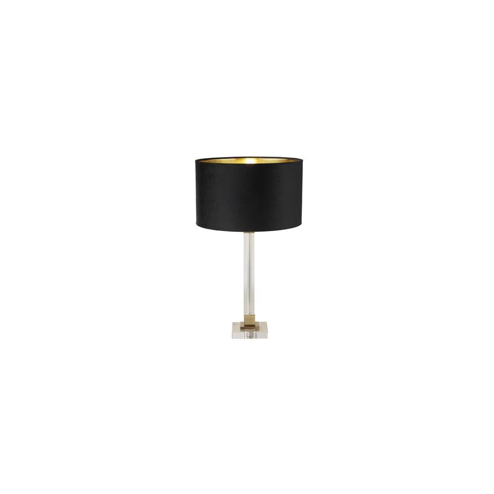 Searchlight Sarah Table Lamp - Crystal, Brass & Black Velvet