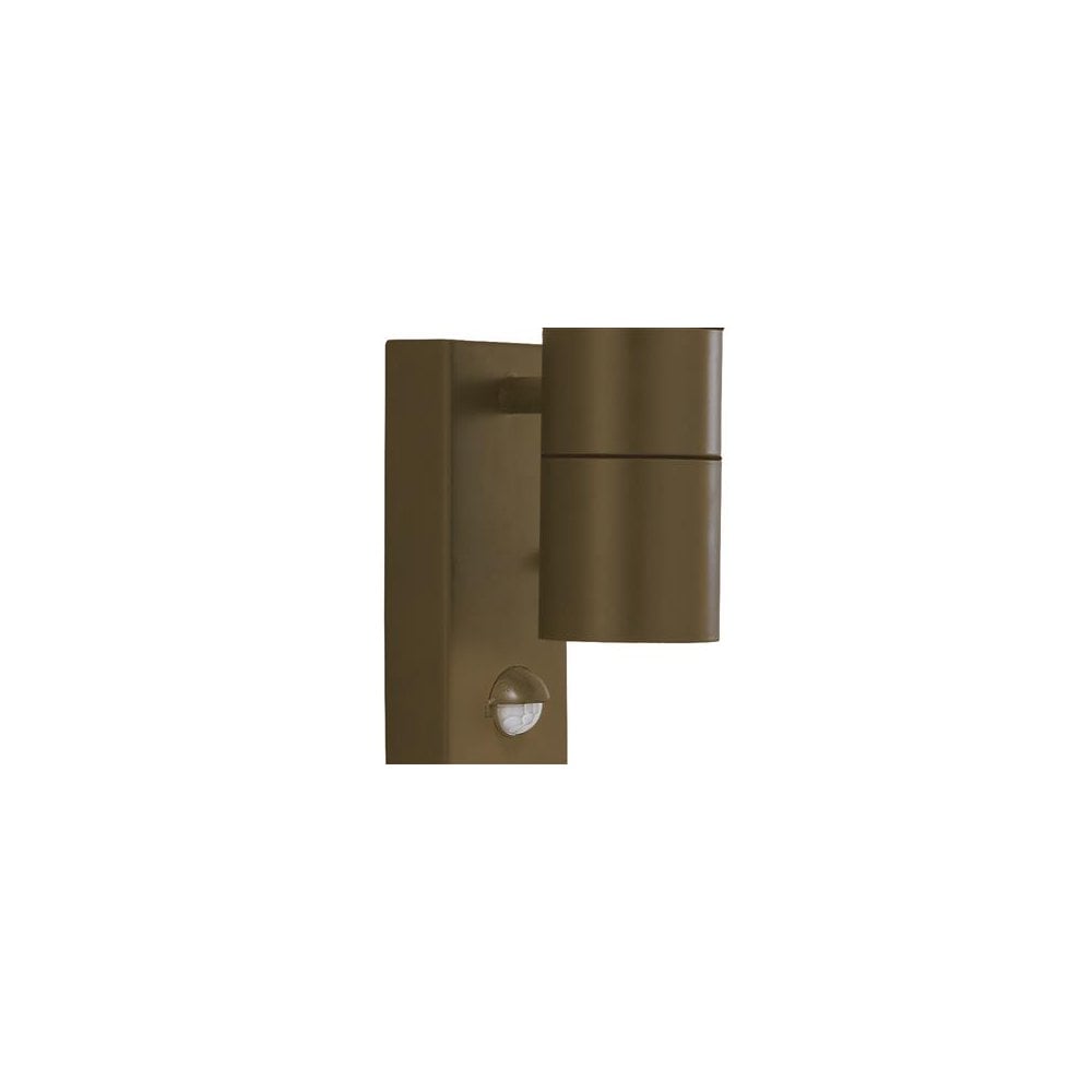 Searchlight Mela Outdoor PIR Wall Light - Rustic Brown & Glass
