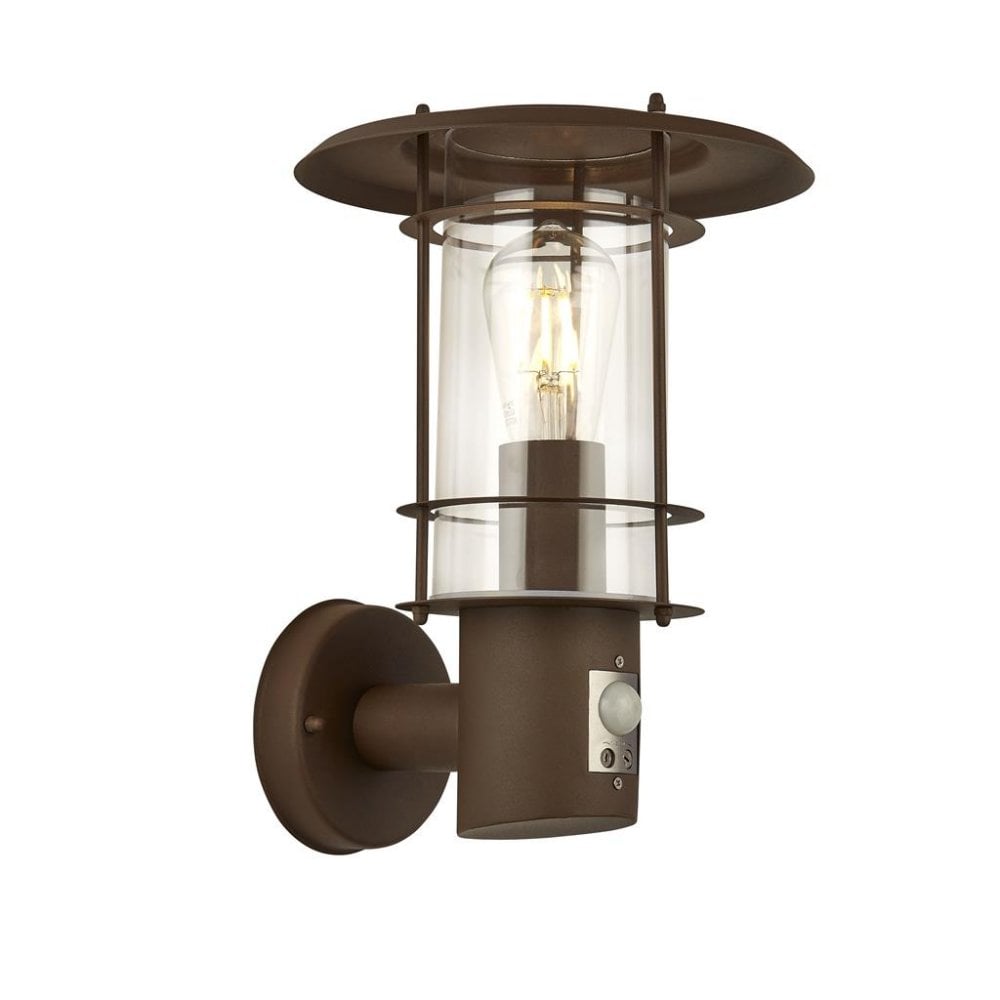 Searchlight Easby Outdoor Wall Light with PIR Sensor - Rust Brown - IP44