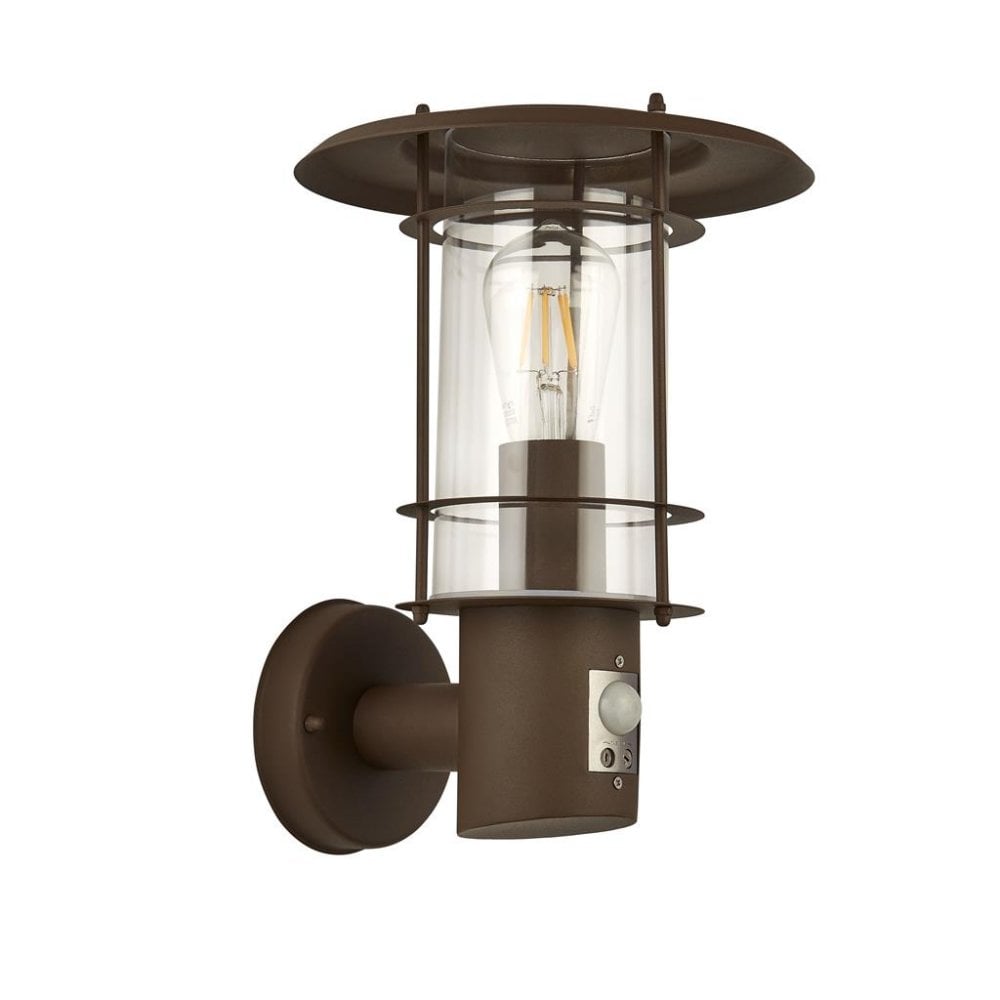 Searchlight Easby Outdoor Wall Light with PIR Sensor - Rust Brown - IP44