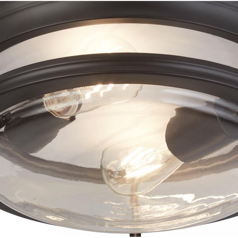 Searchlight George 2 Light Flush - Black & Clear Glass