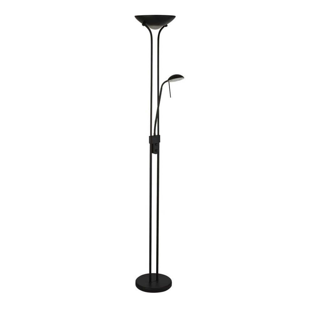 Searchlight Merlin Mother & Child Floor Lamp - Matt Black & Glass