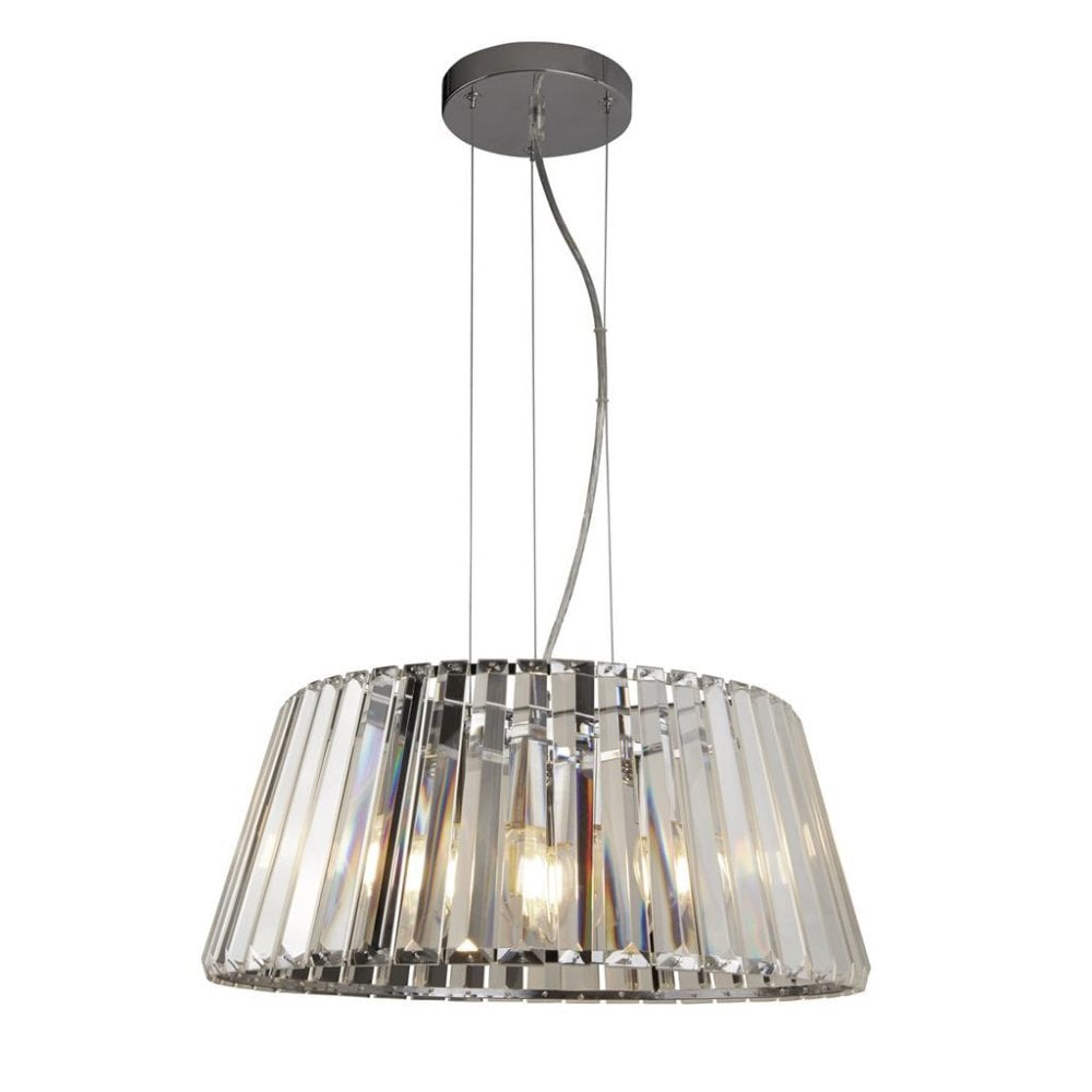 Searchlight Talton 5 Light Pendant to Semi-Flush - Chrome & Clear Glass
