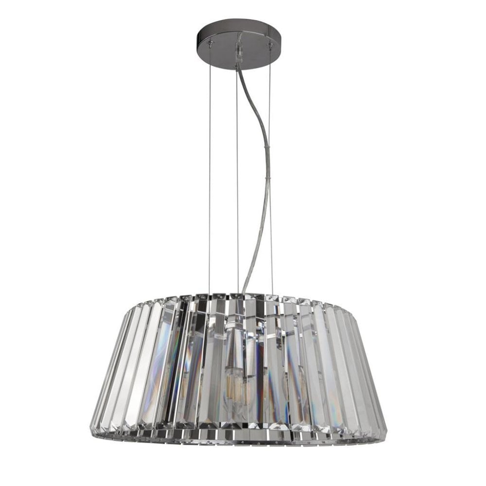 Searchlight Talton 5 Light Pendant to Semi-Flush - Chrome & Clear Glass