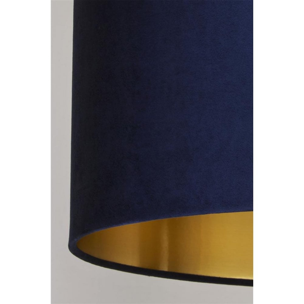 Searchlight Drum Shade - 40cm - Navy Velvet with Gold Inner - Shade Only