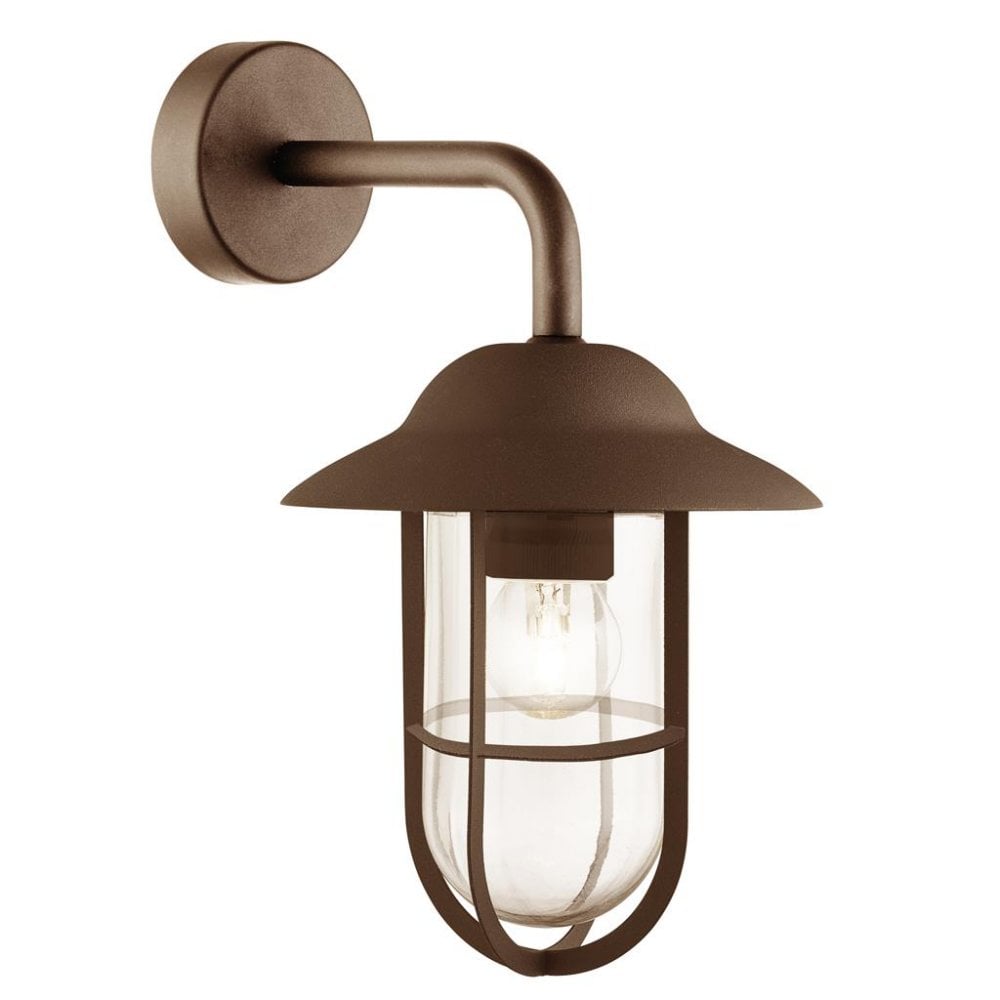 Searchlight Tarlton Outdoor Wall Light - Rustic Brown & Clear Glass