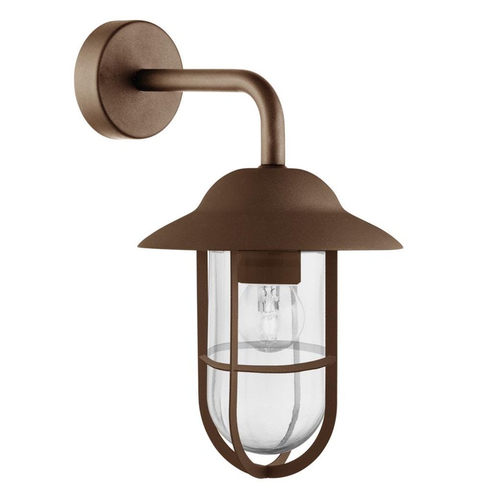Searchlight Tarlton Outdoor Wall Light - Rustic Brown & Clear Glass