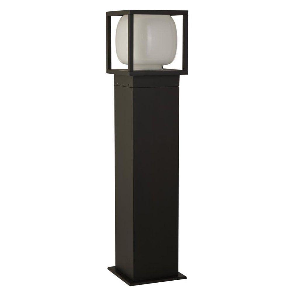 Searchlight Athol Outdoor Post - Black & Opal Glass