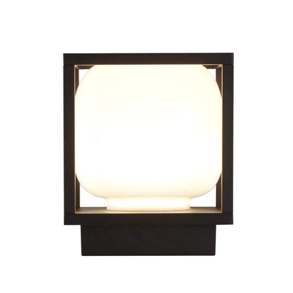 Searchlight Athol Outdoor Wall Light - Black & Opal Glass