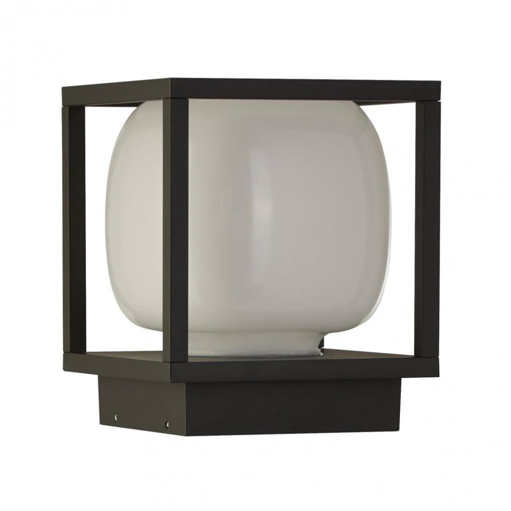 Searchlight Athol Outdoor Wall Light - Black & Opal Glass