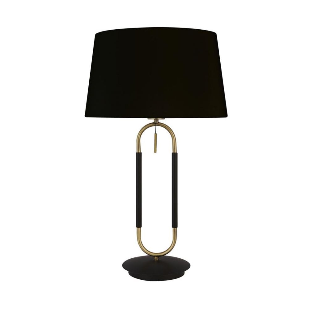 Searchlight Jackson Table Lamp - Black, Satin Brass & Black Velvet