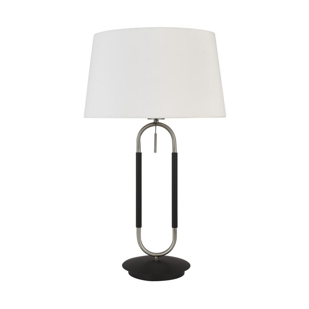 Searchlight Jackson Table Lamp - Black, Satin Silver & White Velvet