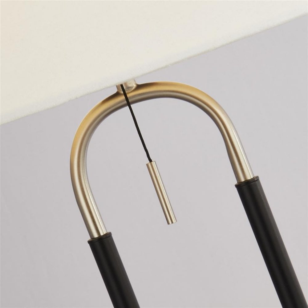 Searchlight Jackson Table Lamp - Black, Satin Silver & White Velvet