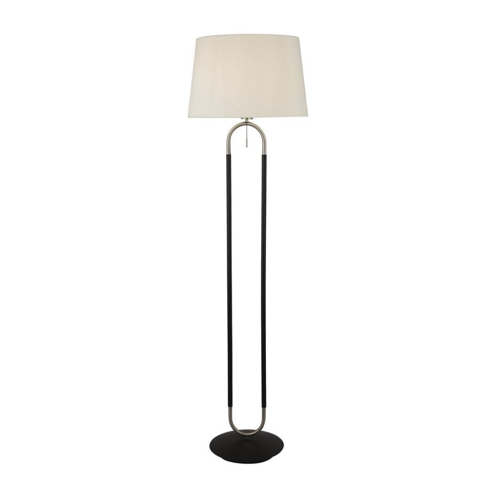 Searchlight Jackson Floor Lamp - Black, Satin Silver & White Velvet