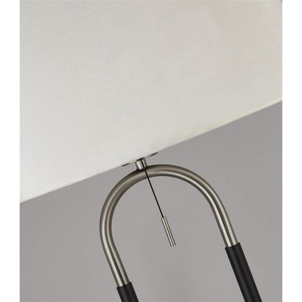 Searchlight Jackson Floor Lamp - Black, Satin Silver & White Velvet
