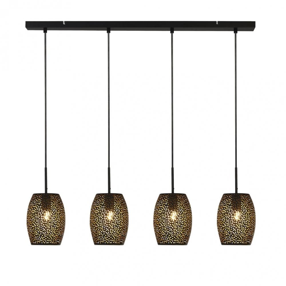Searchlight Lambeth 4 Light Bar Pendant - Black Lambeth Cut Metal