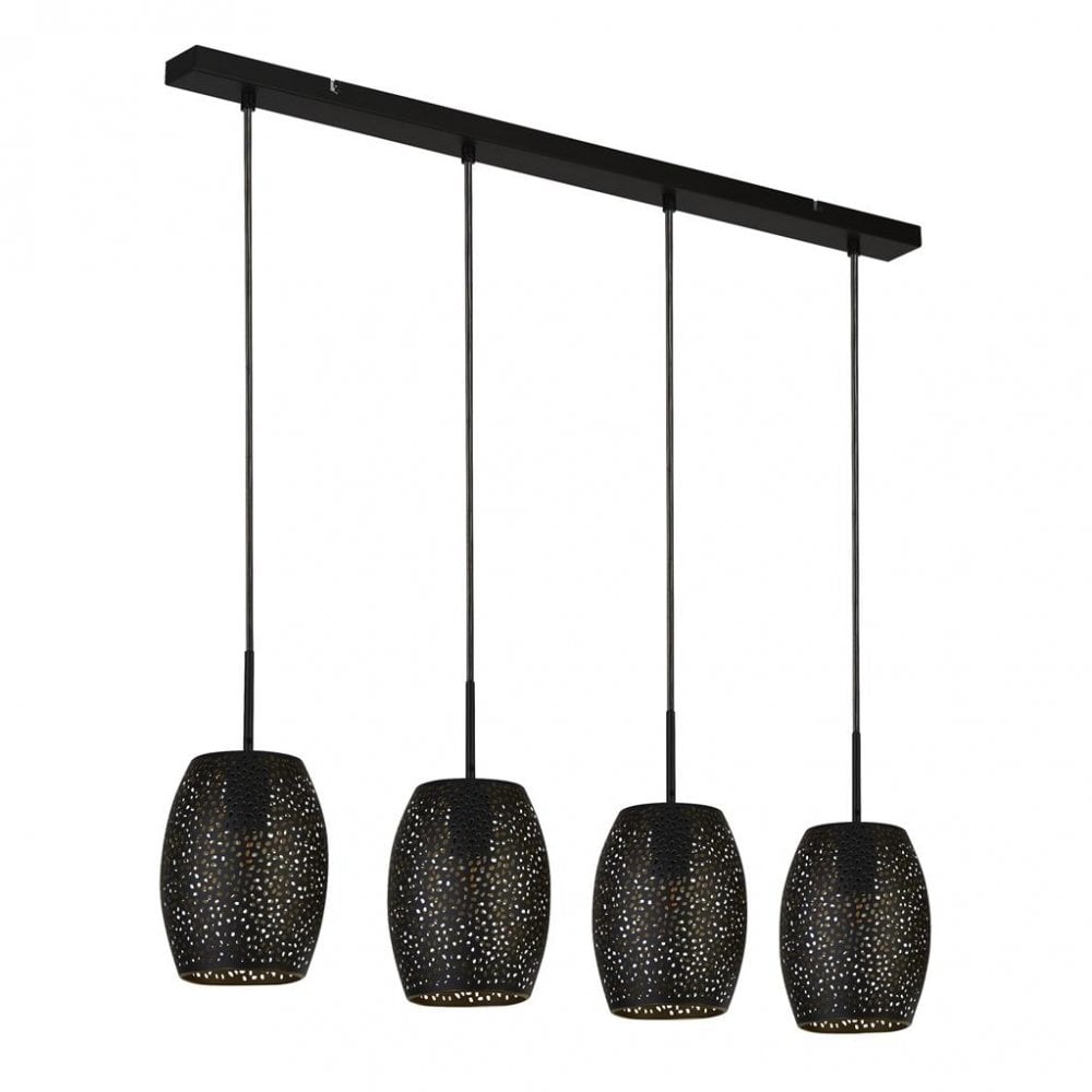 Searchlight Lambeth 4 Light Bar Pendant - Black Lambeth Cut Metal
