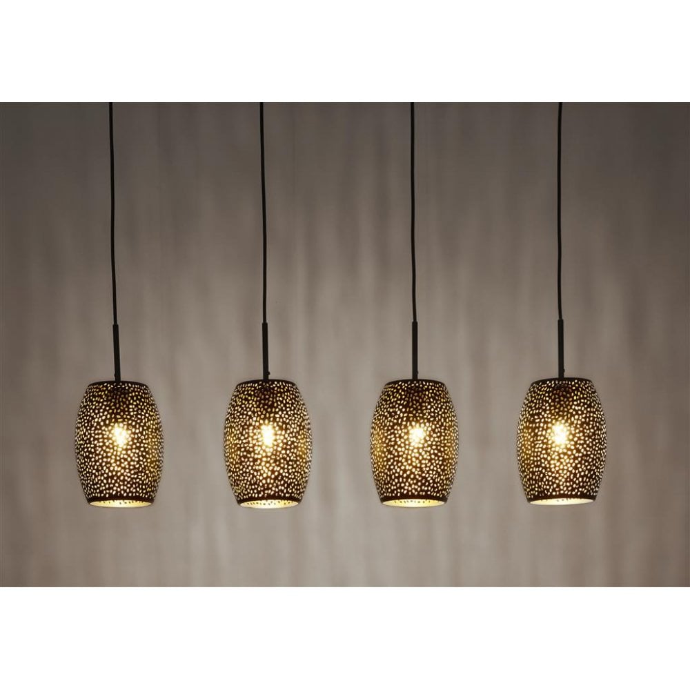 Searchlight Lambeth 4 Light Bar Pendant - Black Lambeth Cut Metal