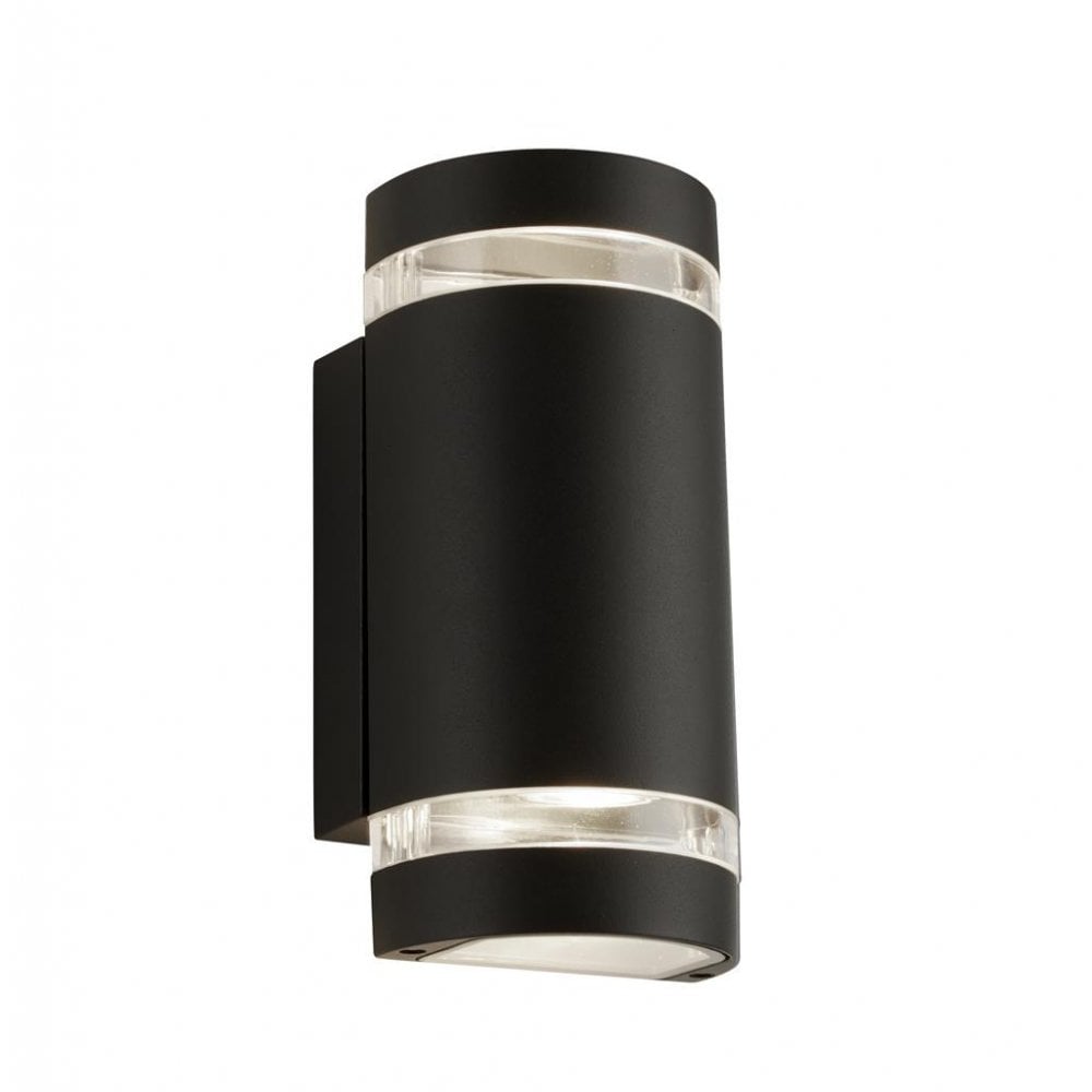 Searchlight Shelley Outdoor 2 Light Wall Light - Black, Glass & Polycarbonate