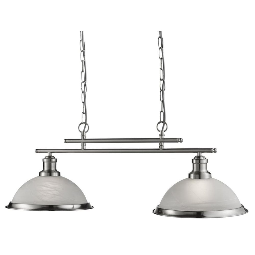 Searchlight Beech 2 Light Bar Pendant - Satin Silver & Glass