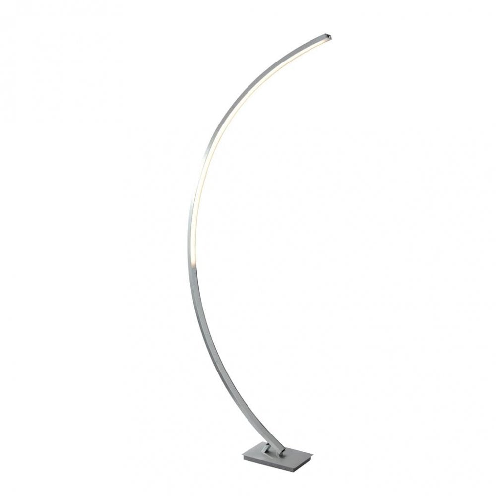 Searchlight Castor LED Curved Floor Lamp - Satin Silver & Opal
