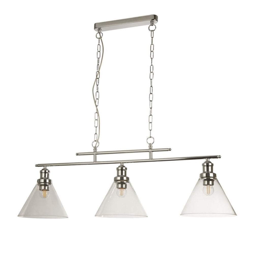 Searchlight Picton 3 Light Bar Pendant - Chrome Metal & Glass