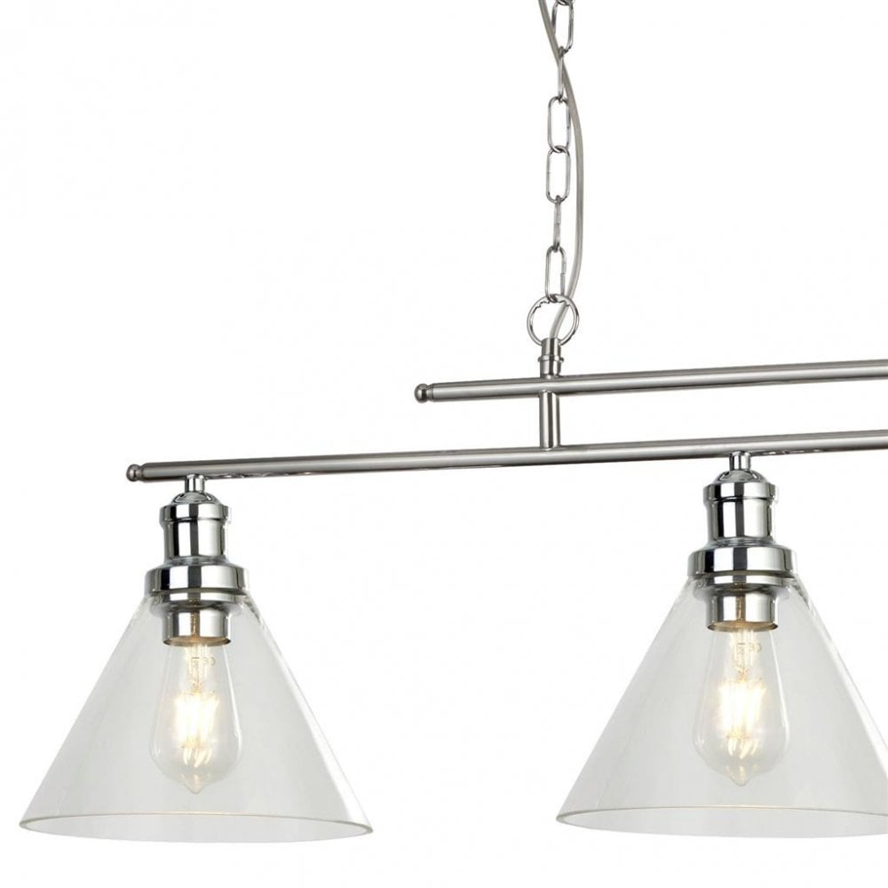 Searchlight Picton 3 Light Bar Pendant - Chrome Metal & Glass
