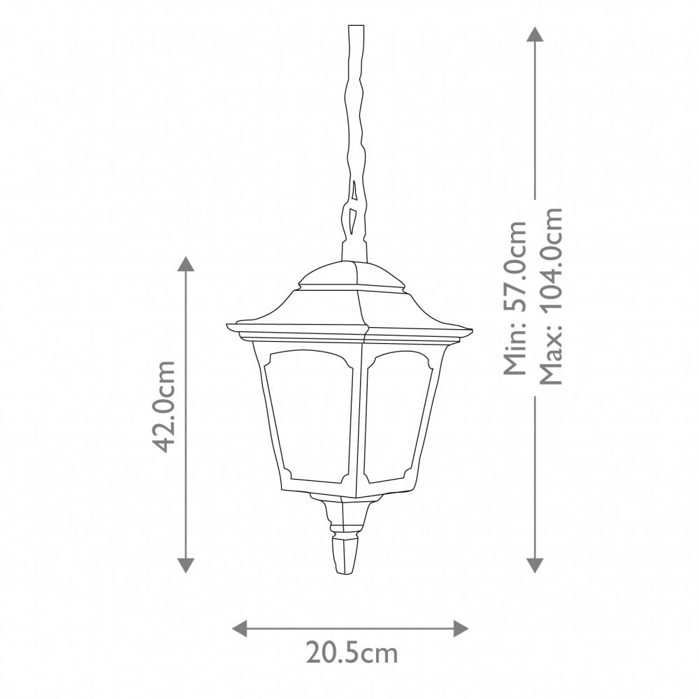 Elstead Chapel 1 Light Chain Lantern - Black