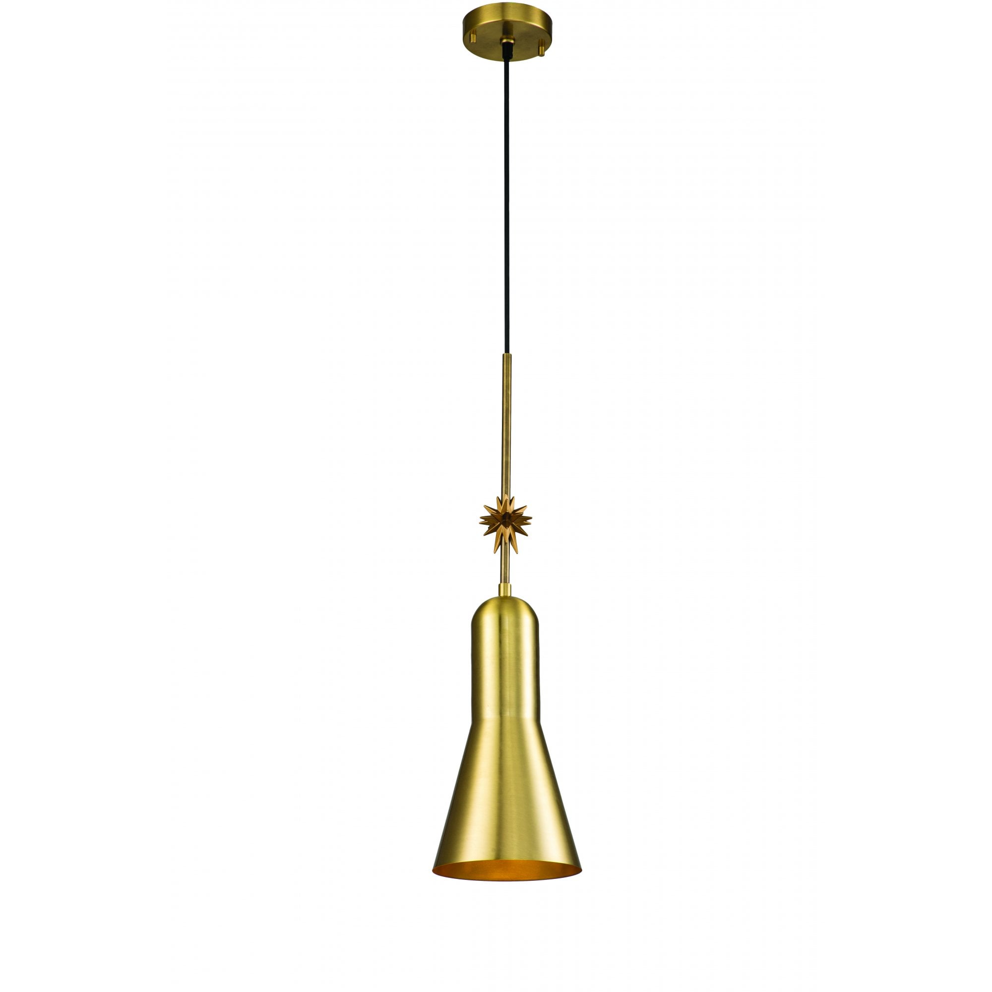 Elstead Etoile 1 Light Medium Pendant - Aged Brass & Gold Leaf