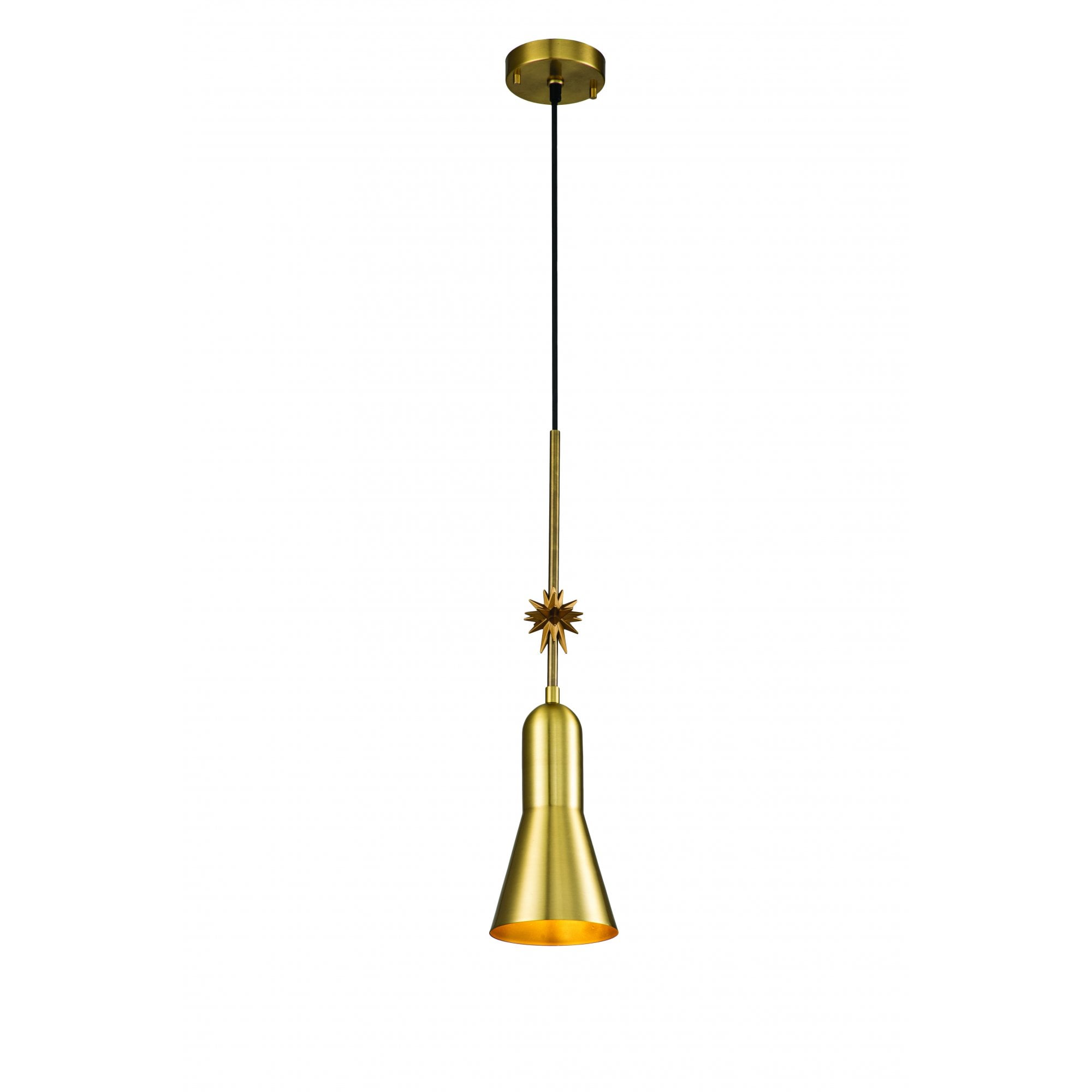 Elstead Etoile 1 Light Small Pendant - Aged Brass & Gold Leaf