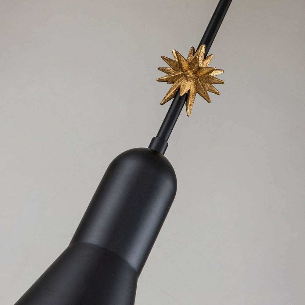 Elstead Etoile 1 Light Small Pendant - Matte Black & Gold Leaf
