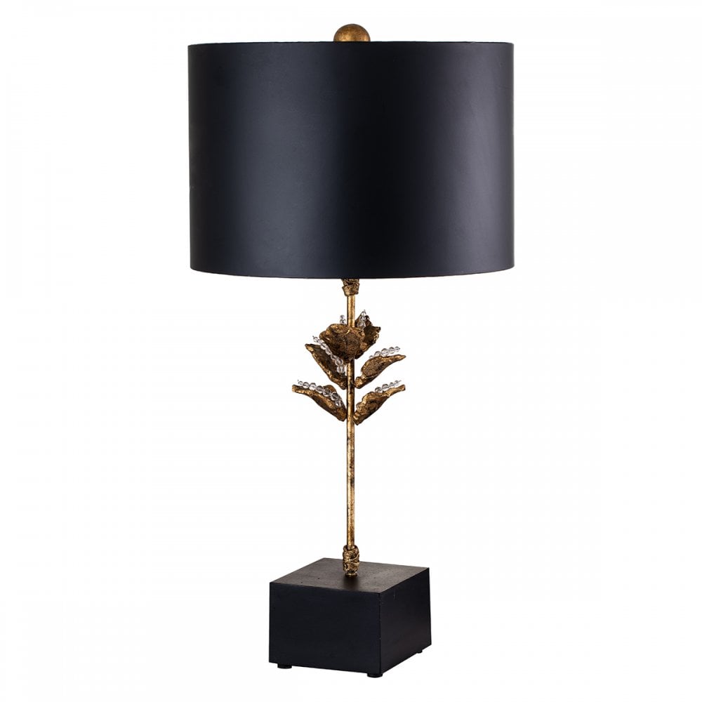 Flambeau Camilia 1 Light Table Lamp - Antique Gold & Black