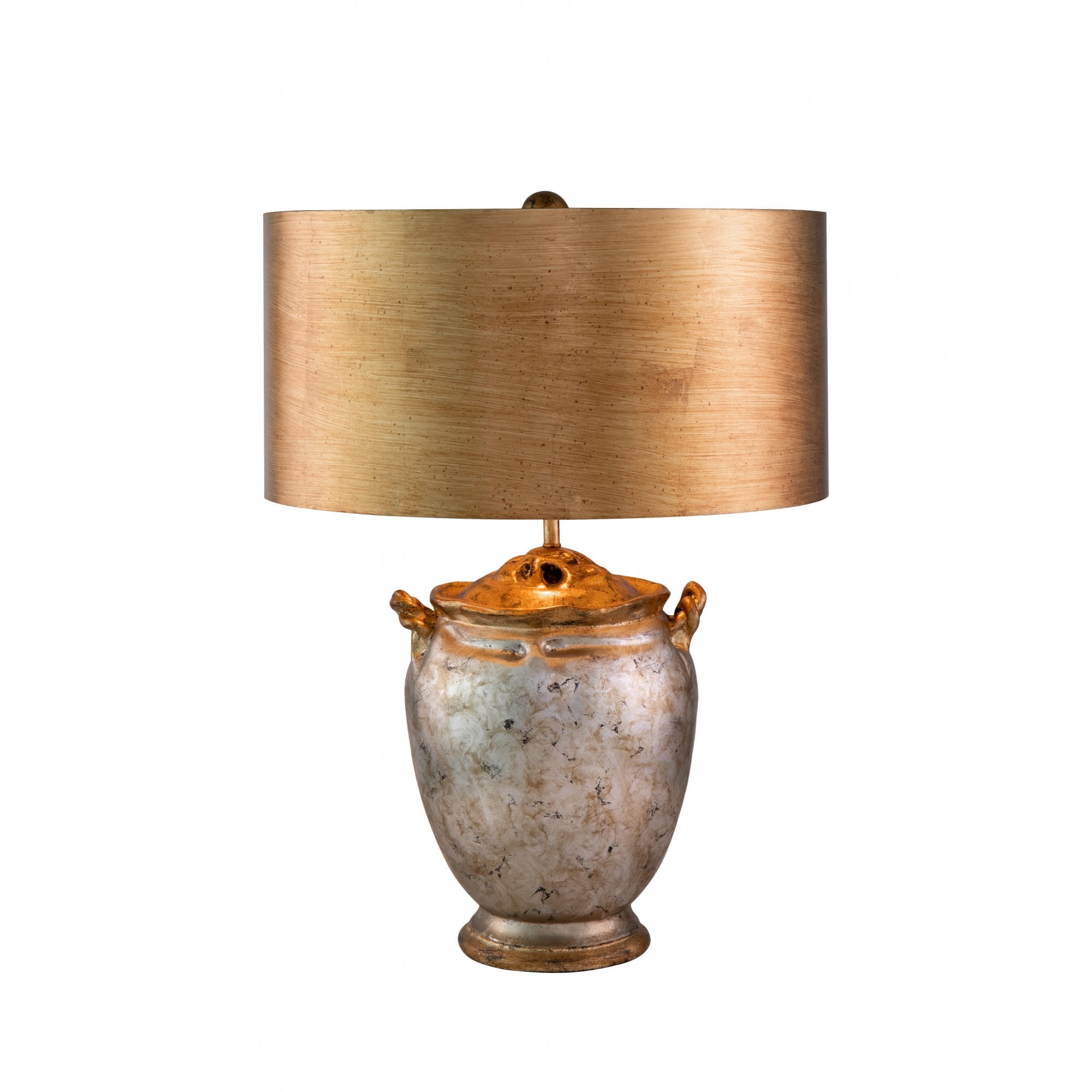 Flambeau Jackson 1 Light Table Lamp - Antiqued Silver with Gold Leaf Accents