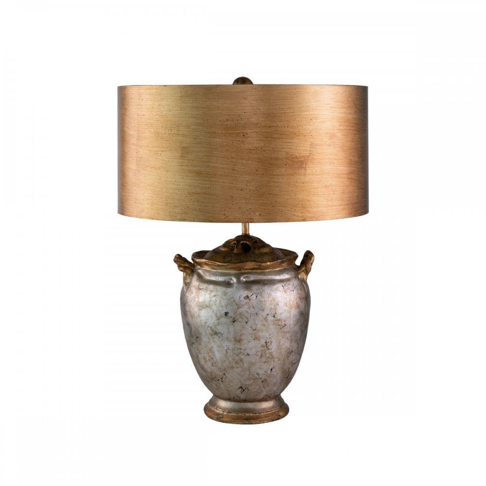 Flambeau Jackson 1 Light Table Lamp - Antiqued Silver with Gold Leaf Accents