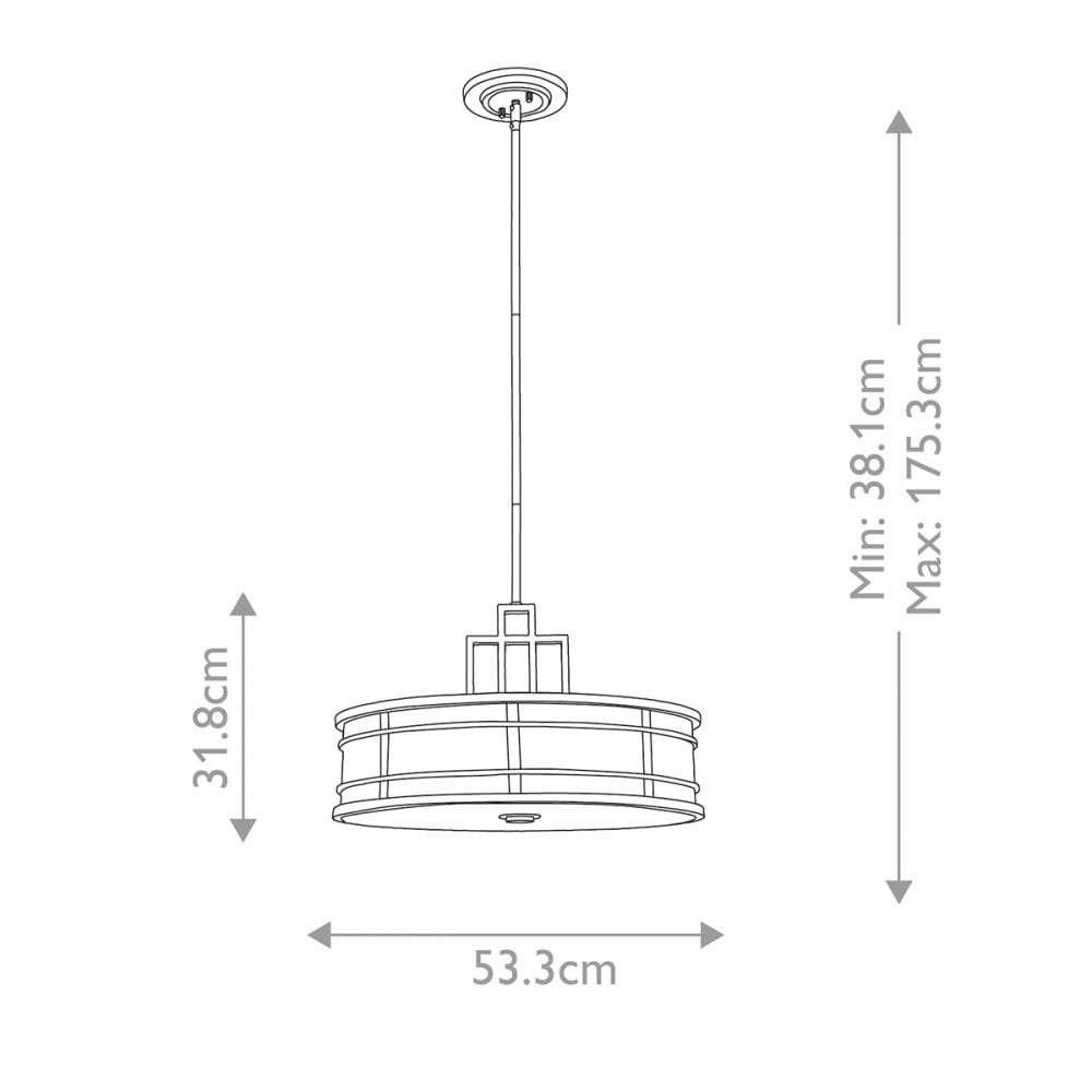 Feiss Fusion 3 Light Large Pendant - Painted Natural Brass