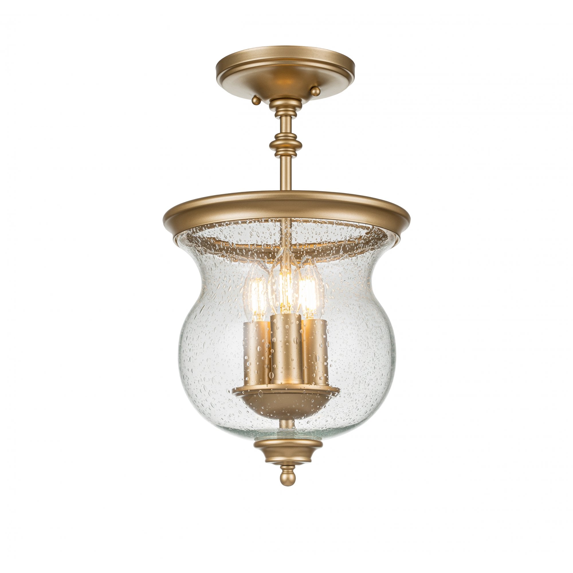 Feiss Pickering Lane 3 Light Semi-Flush - Painted Natural Brass