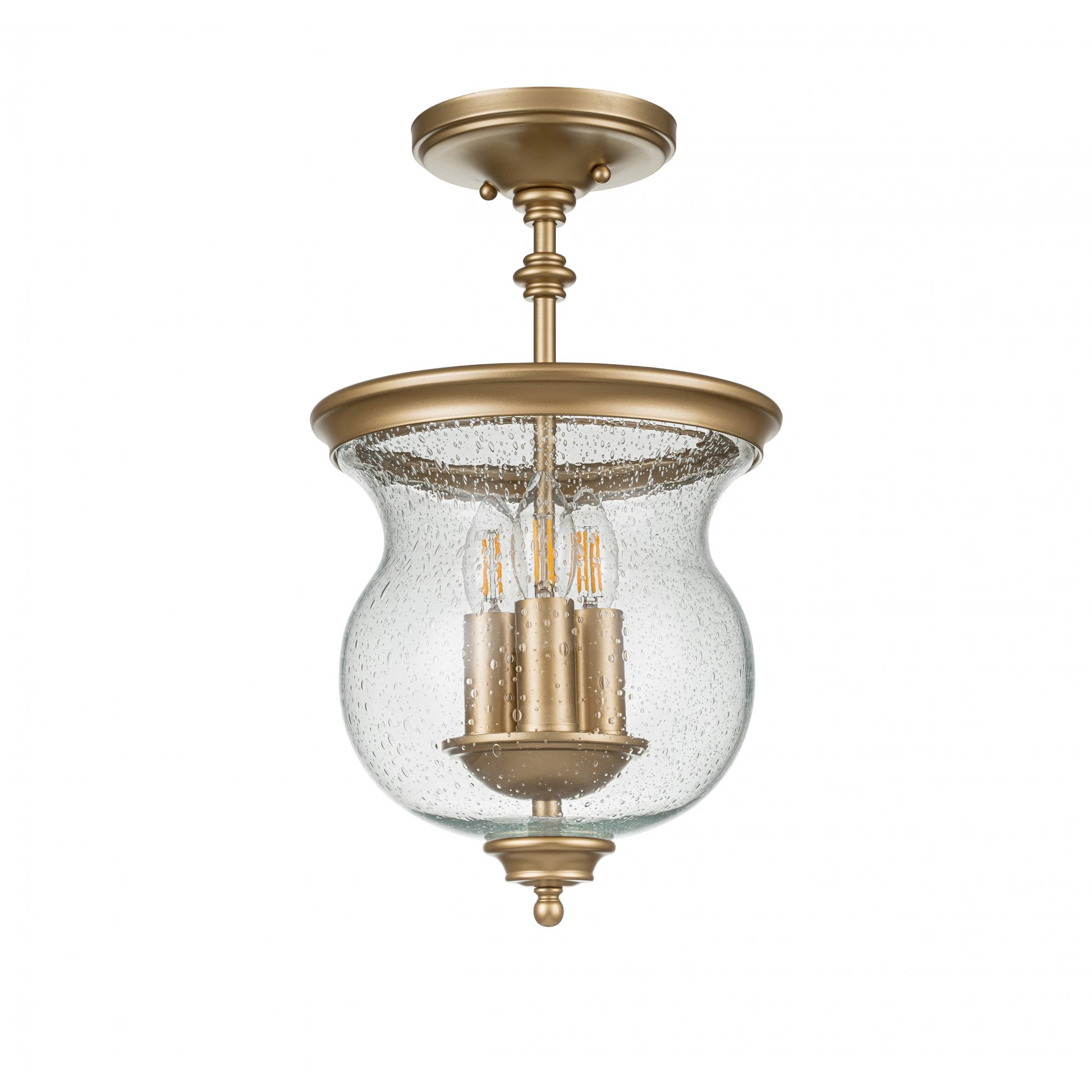 Feiss Pickering Lane 3 Light Semi-Flush - Painted Natural Brass