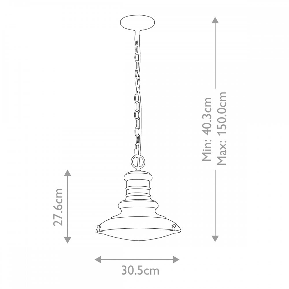 Feiss Redding Station 1 Light Medium Chain Lantern - Painted Distressed Bronze