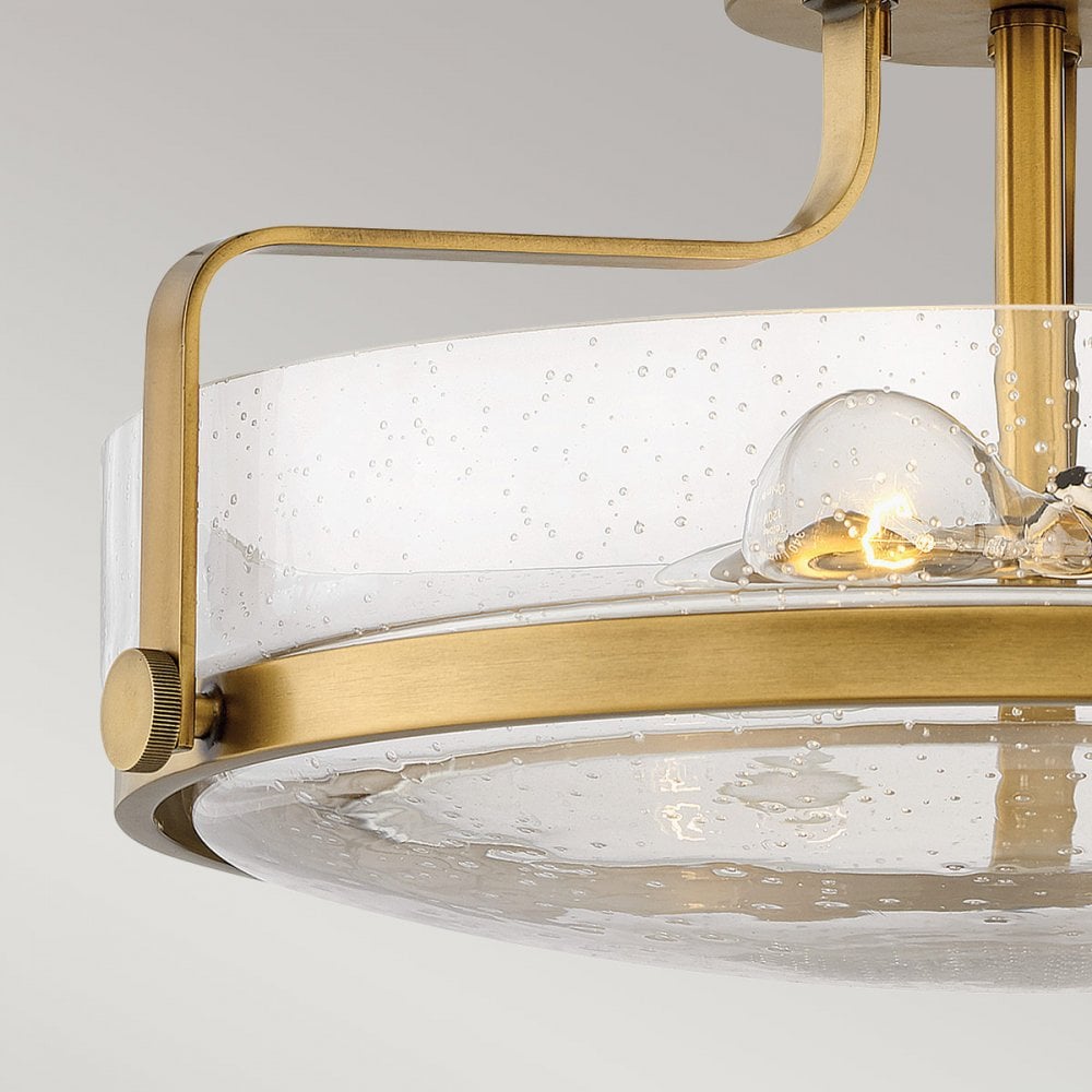 Hinkley Harper Medium Semi-Flush - Clear - Heritage Brass