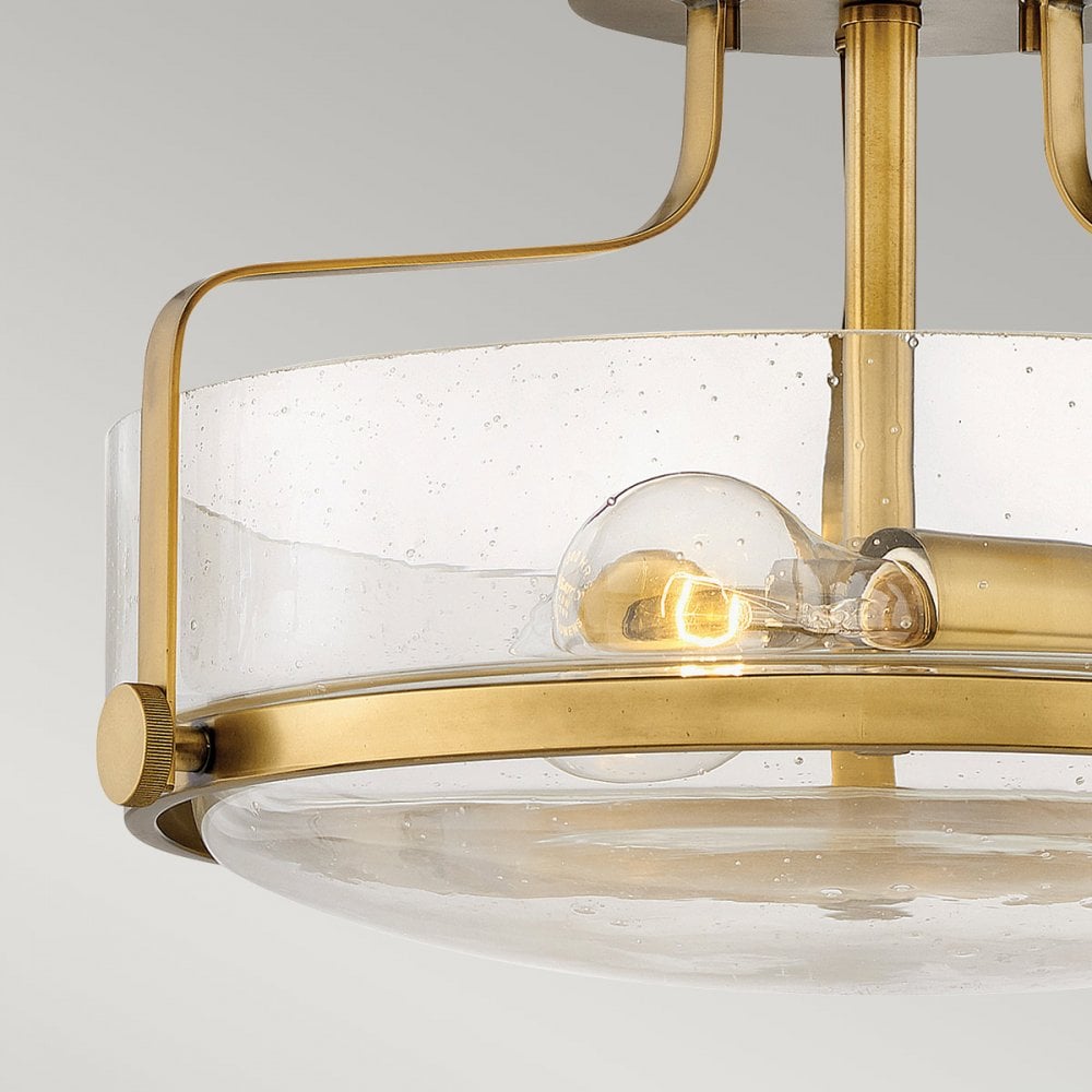 Hinkley Harper Small Semi-Flush - Clear - Heritage Brass