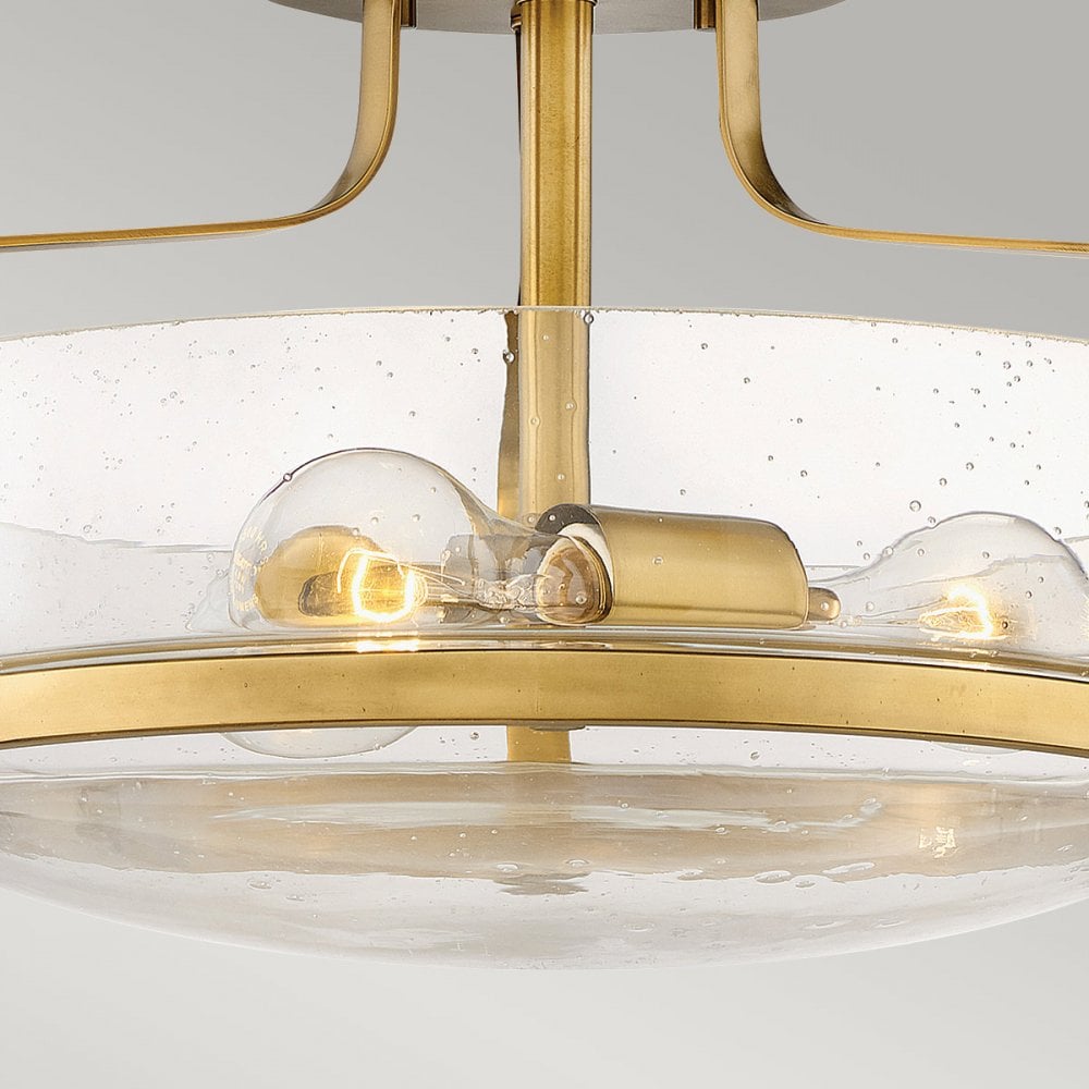 Hinkley Harper Small Semi-Flush - Clear - Heritage Brass