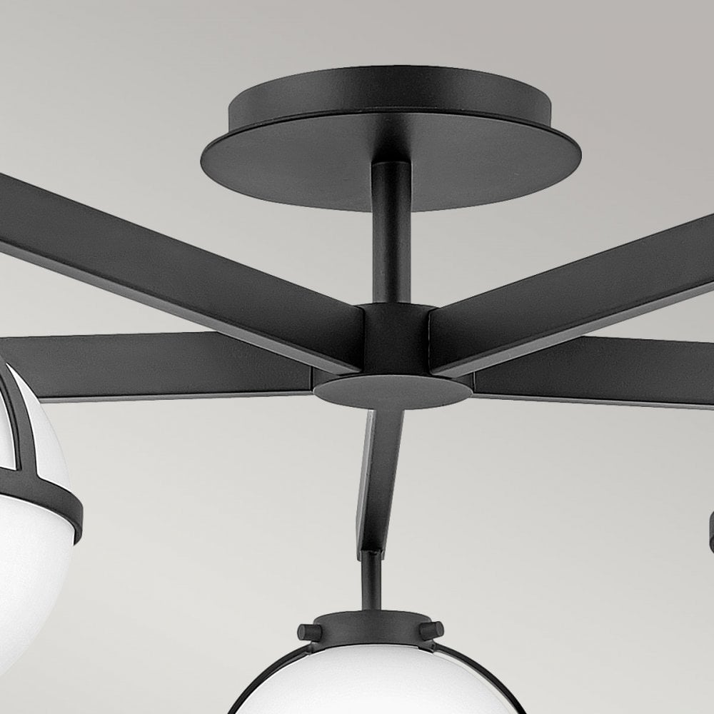 Hinkley Hollis 5 Light Chandelier - Opal - Black