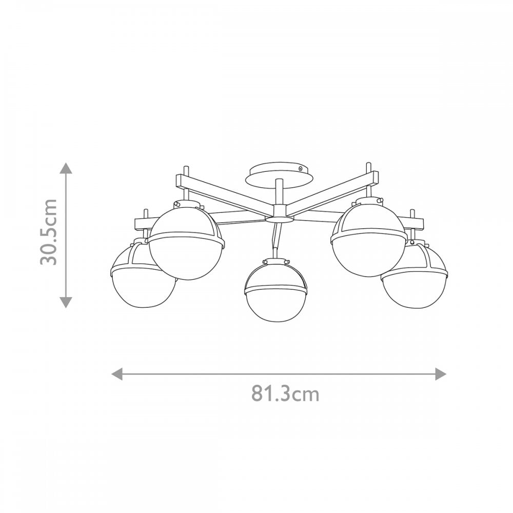 Hinkley Hollis 5 Light Chandelier - Opal - Black