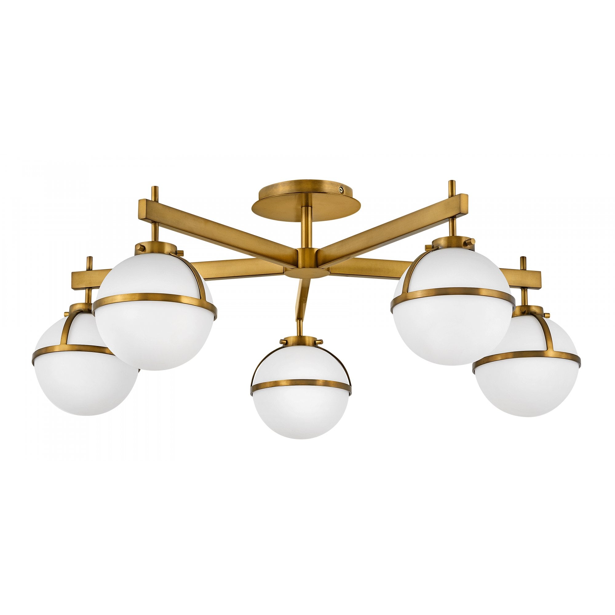 Hinkley Hollis 5 Light Chandelier - Opal - Heritage Brass