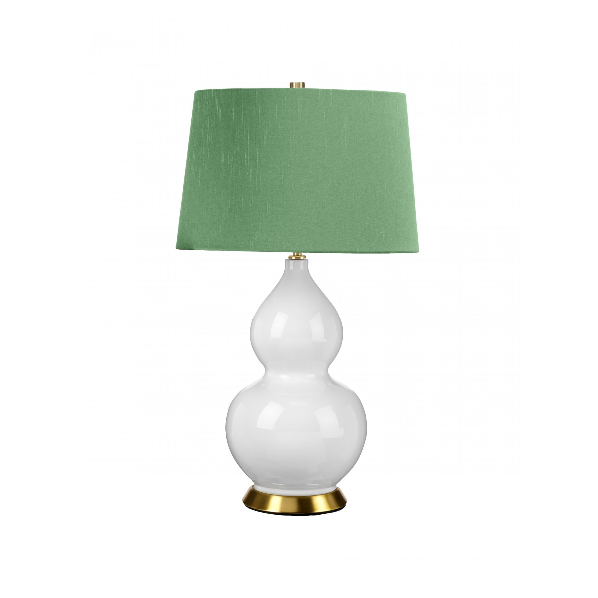 Elstead Isla 1 Light Table Lamp - White, Aged Brass & Green
