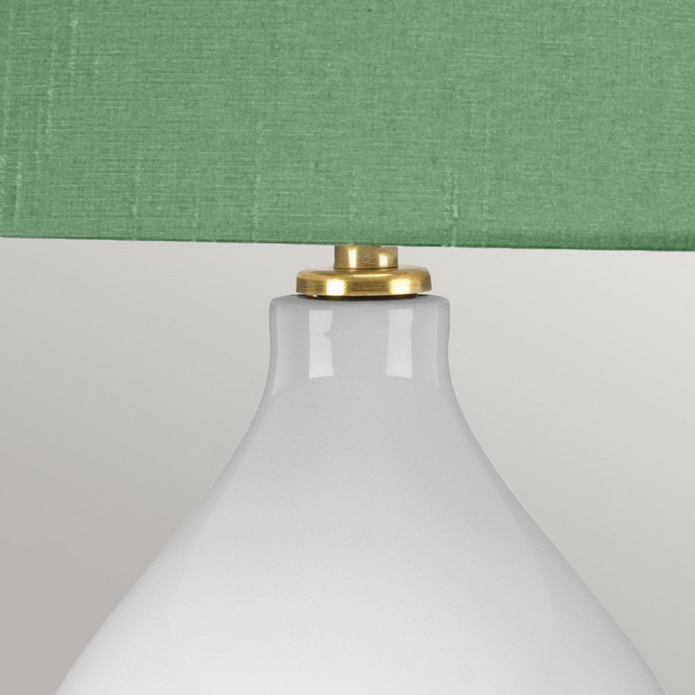 Elstead Isla 1 Light Table Lamp - White, Aged Brass & Green