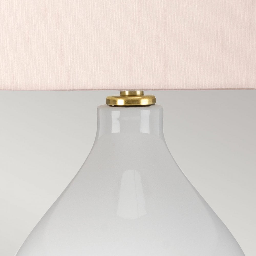 Elstead Isla 1 Light Table Lamp - White, Aged Brass & Pink