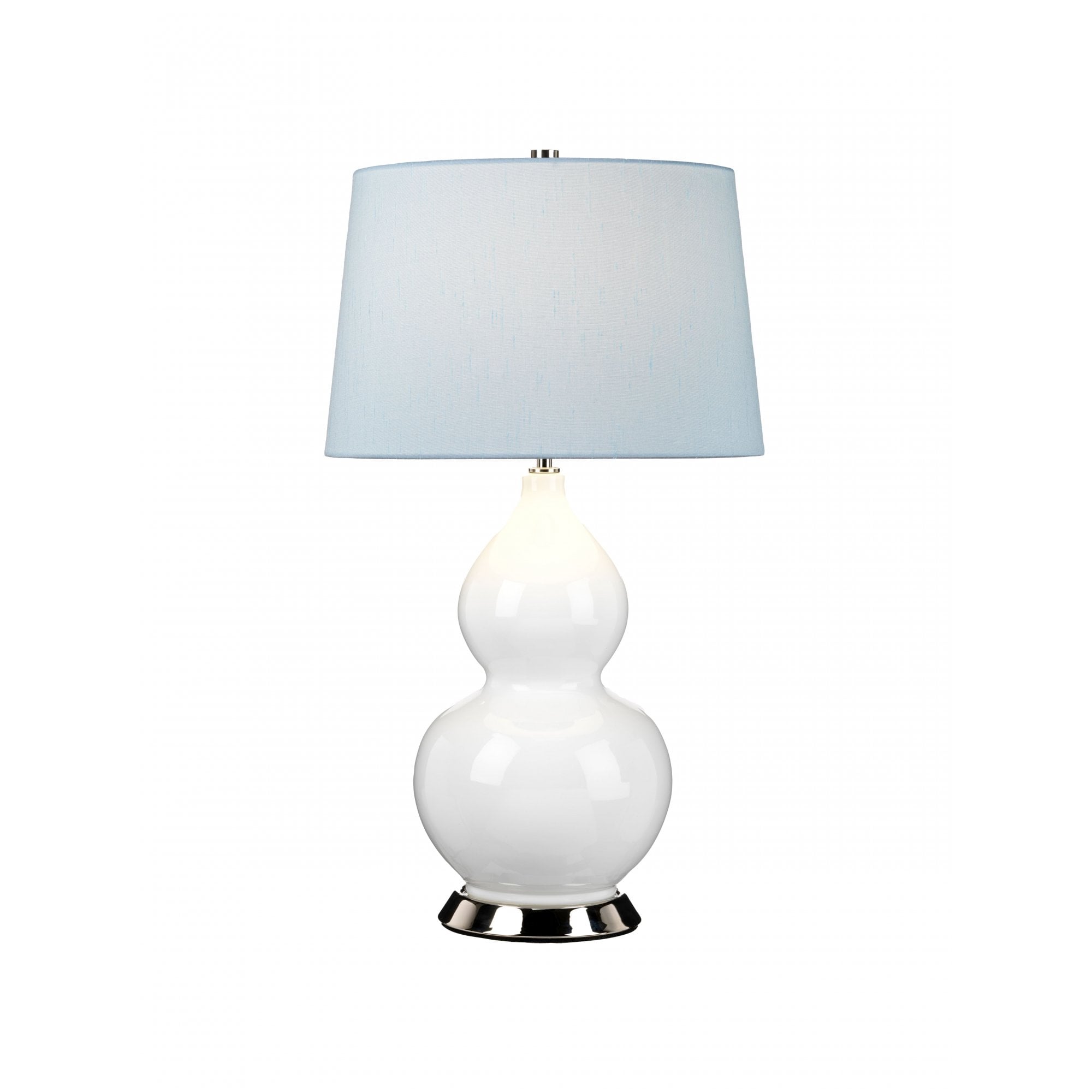 Elstead Isla 1 Light Table Lamp - White, Polished Nickel & Blue