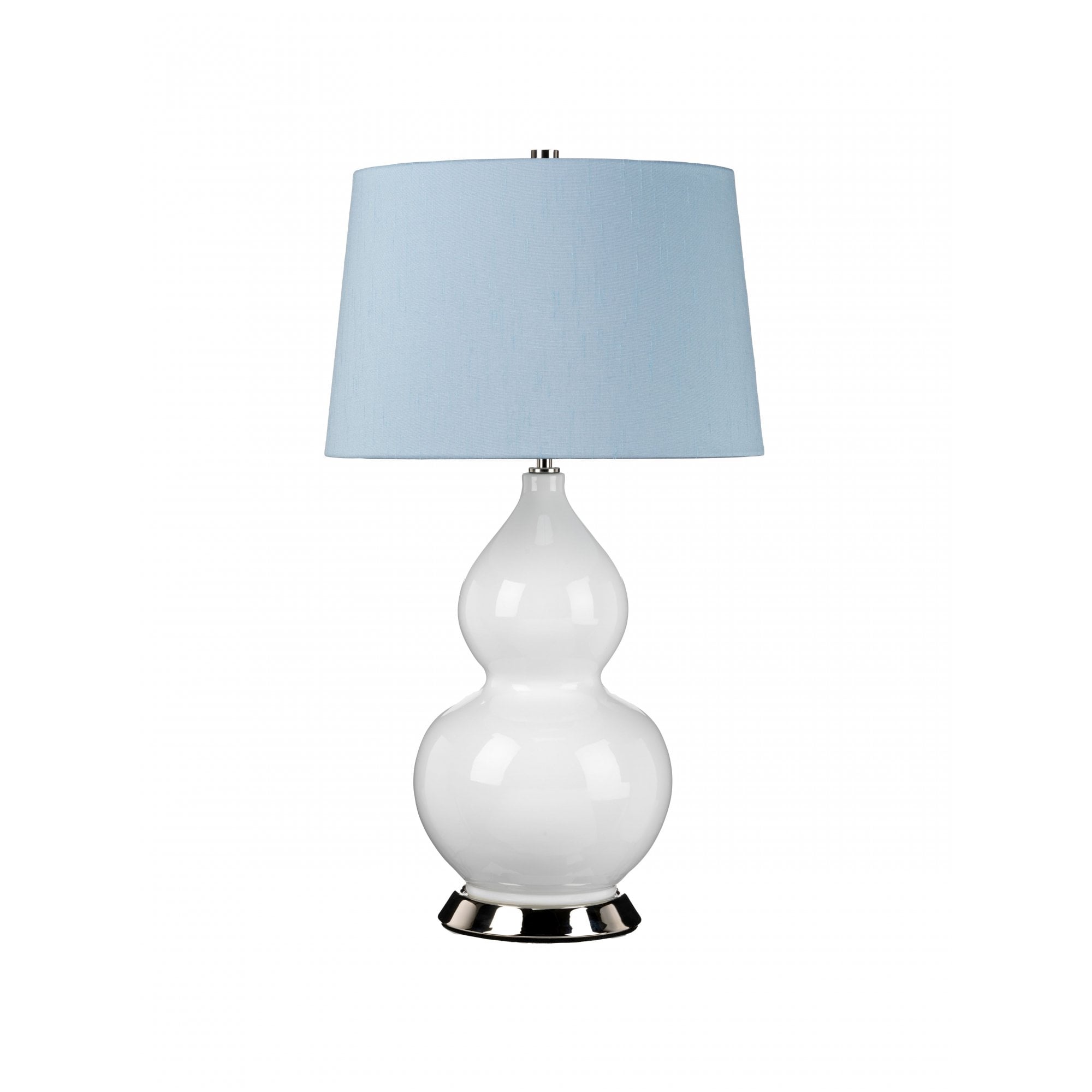 Elstead Isla 1 Light Table Lamp - White, Polished Nickel & Blue